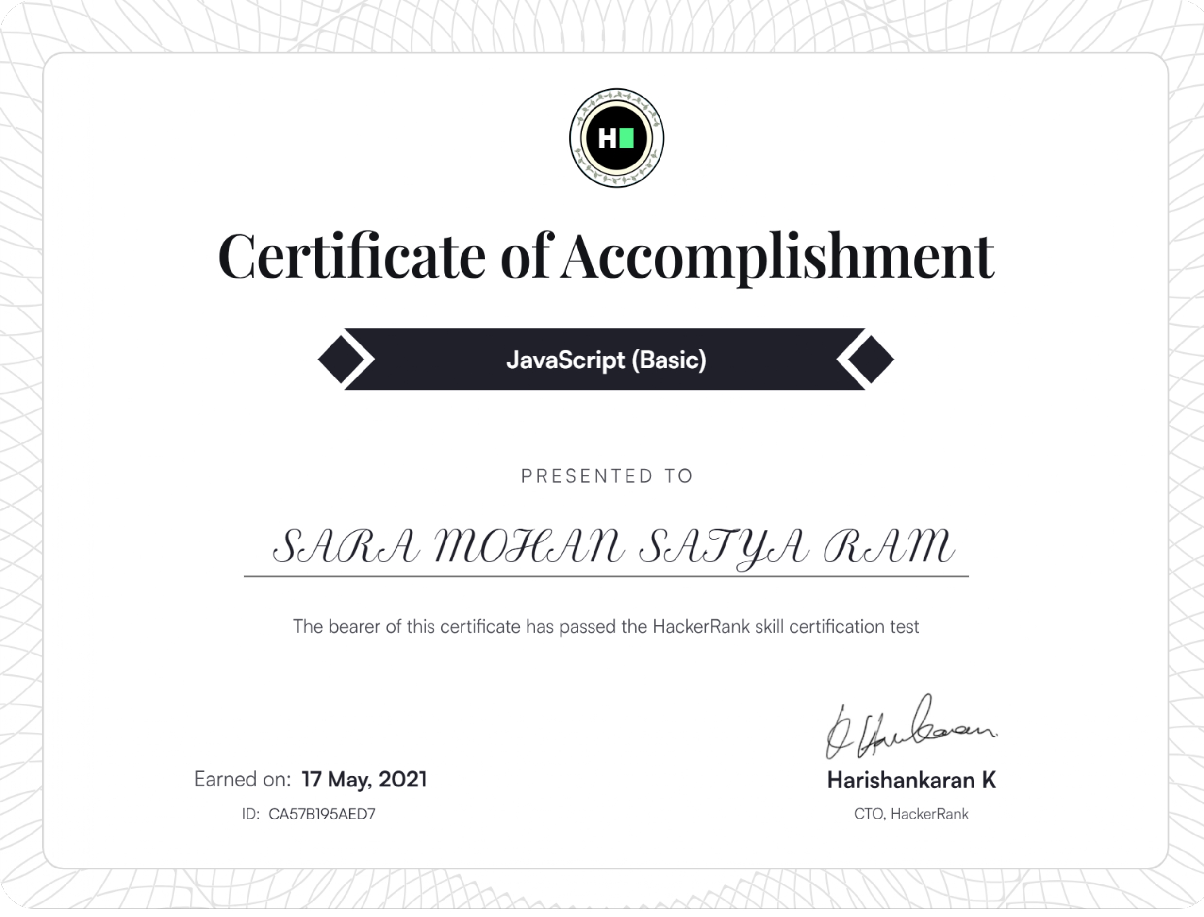 JavaScript Certificate